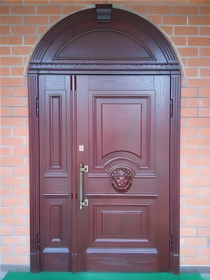 Арочная парадная дверь МДФ шпон