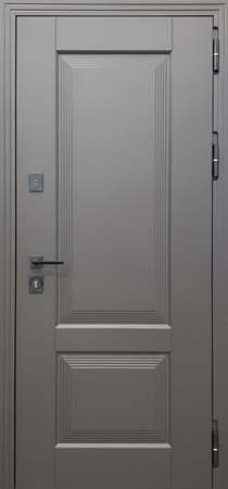 Входная дверь для квартиры с отделкой из фрезерованных панелей МДФ с покраской эмалью Входная дверь для квартиры с отделкой из фрезерованных панелей МДФ с покраской эмалью